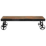vidaXL Măsuță de cafea cu roți, 100x60x26 cm, lemn masiv reciclat vidaXL Măsuță de cafea cu roți, 100x60x26 cm, lemn masiv reciclat