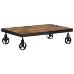 vidaXL Măsuță de cafea cu roți, 100x60x26 cm, lemn masiv reciclat vidaXL Măsuță de cafea cu roți, 100x60x26 cm, lemn masiv reciclat