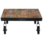 vidaXL Măsuță de cafea cu roți, 100x60x26 cm, lemn masiv reciclat vidaXL Măsuță de cafea cu roți, 100x60x26 cm, lemn masiv reciclat