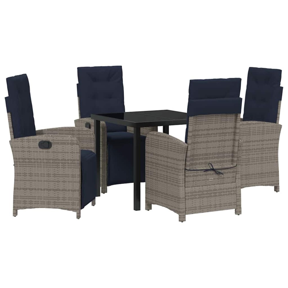 vidaXL Set de dining pentru grădină , 5 piese, gri din ratan poly