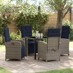 vidaXL Set de dining pentru grădină , 5 piese, gri din ratan poly vidaXL Set de dining pentru grădină , 5 piese, gri din ratan poly