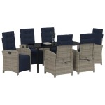 vidaXL Set de dining pentru grădină , 7 piese, din ratan gri din poliester. vidaXL Set de dining pentru grădină , 7 piese, din ratan gri din poliester.