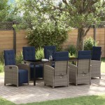 vidaXL Set de dining pentru grădină , 7 piese, din rattan polietilenic gri. vidaXL Set de dining pentru grădină , 7 piese, din rattan polietilenic gri.