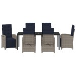 vidaXL Set de dining pentru grădină , 7 piese, din rattan polietilenic gri. vidaXL Set de dining pentru grădină , 7 piese, din rattan polietilenic gri.
