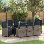 vidaXL Set de dining pentru grădină , 9 piese, gri, din rattan sintetic. vidaXL Set de dining pentru grădină , 9 piese, gri, din rattan sintetic.