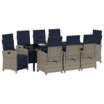 vidaXL Set de dining pentru grădină , 9 piese, gri, din rattan sintetic. vidaXL Set de dining pentru grădină , 9 piese, gri, din rattan sintetic.