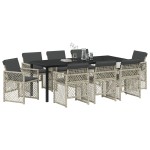 vidaXL Set de dining pentru grădină cu 9 piese și perne gri deschis din ratan poliesteric vidaXL Set de dining pentru grădină cu 9 piese și perne gri deschis din ratan poliesteric