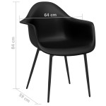 vidaXL Scaune de masă, 2 buc., negru, PP vidaXL Scaune de masă, 2 buc., negru, PP