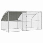 vidaXL Cușcă pentru pui Argintiu 400 x 200 x 198.5 cm Oțel galvanizat