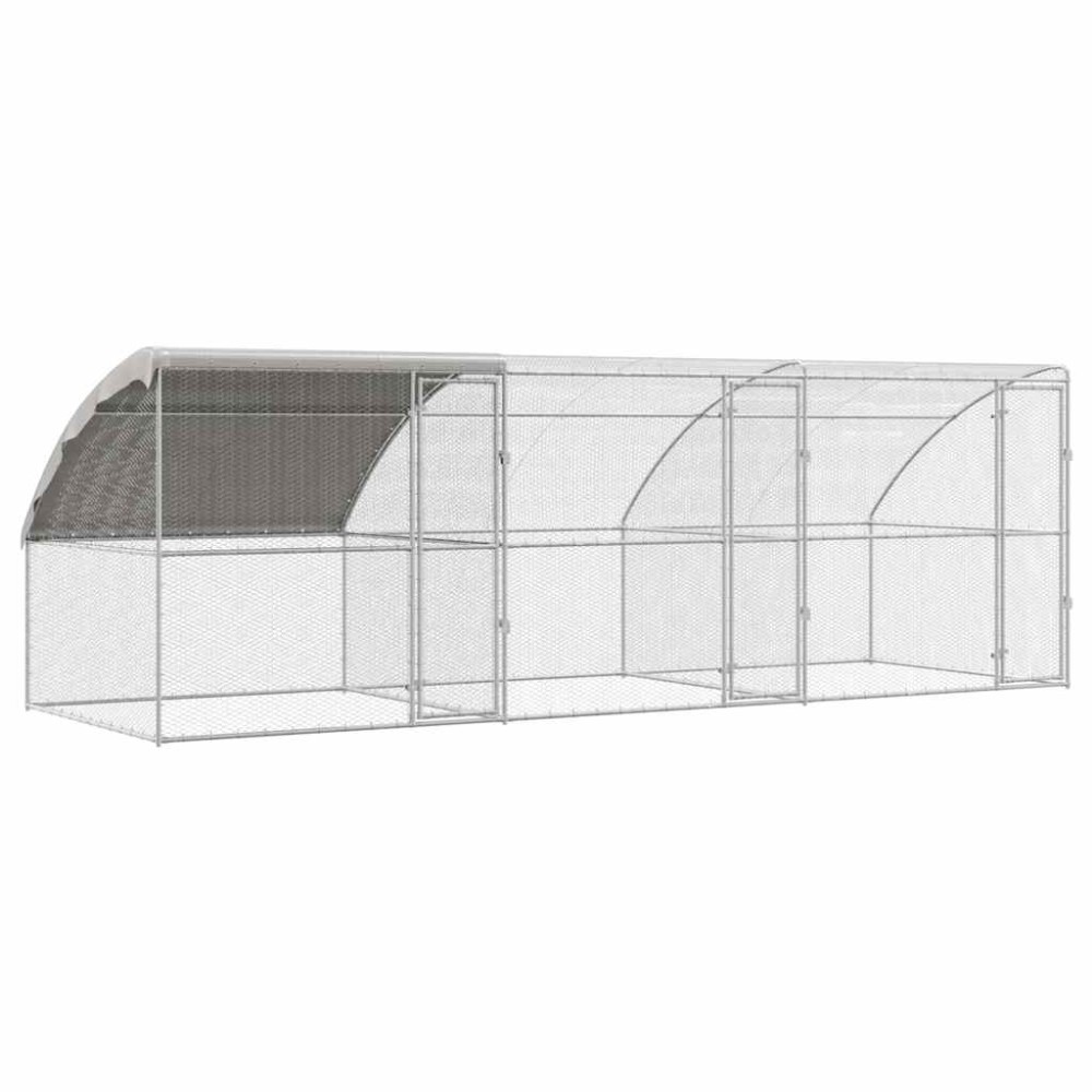 vidaXL Cușcă pentru pui Argintiu 600 x 200 x 198.5 cm Oțel galvanizat