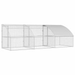 vidaXL Cușcă pentru pui Argintiu 600 x 200 x 198.5 cm Oțel galvanizat