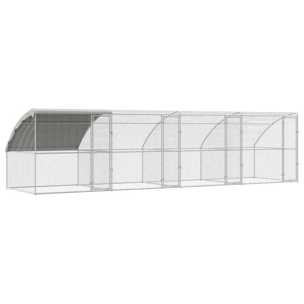 vidaXL Cușcă pentru pui Argintiu 800 x 200 x 198.5 cm Oțel galvanizat