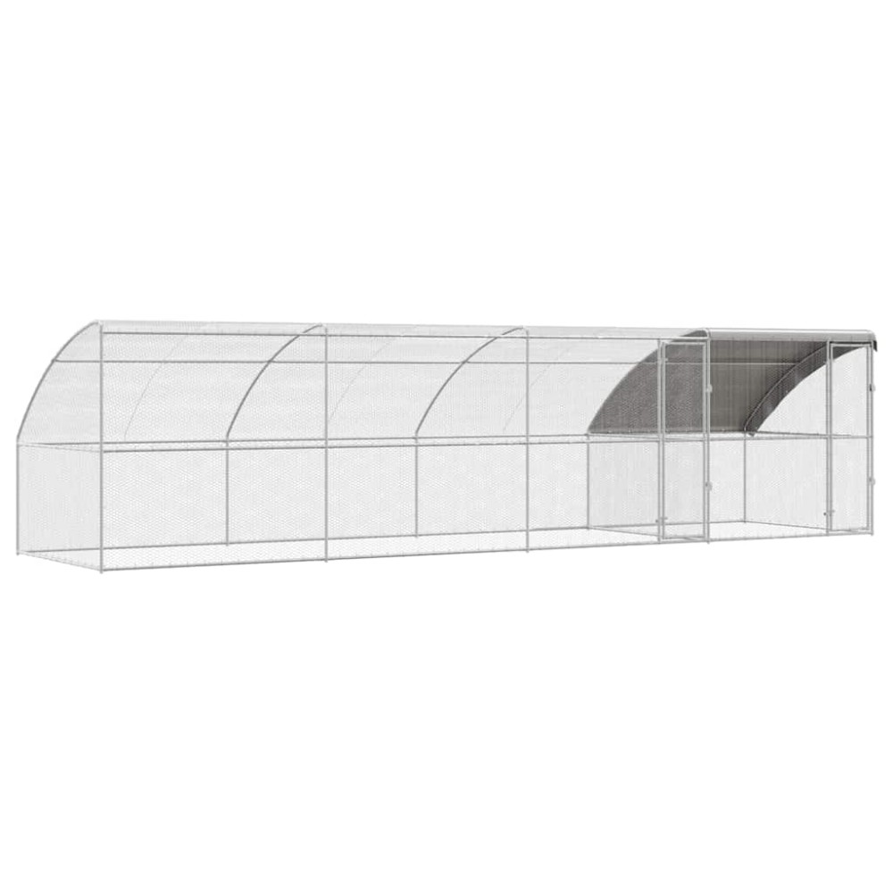 vidaXL Cușcă pentru pui Argintiu 800 x 200 x 198.5 cm Oțel galvanizat