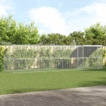 vidaXL Cușcă pentru pui Argintiu 800 x 200 x 198.5 cm Oțel galvanizat