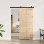 vidaXL Ușă glisantă Maro 80 x 208 cm Lemn masiv de pin vidaXL Ușă glisantă Maro 80 x 208 cm Lemn masiv de pin