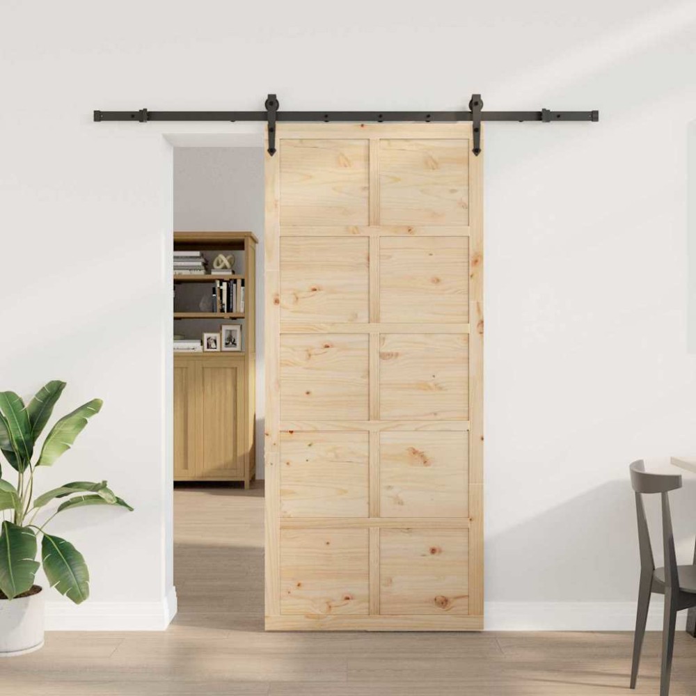 vidaXL Ușă glisantă Maro 100 x 208 cm Lemn masiv de pin