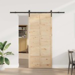vidaXL Ușă glisantă Maro 90 x 208 cm Lemn masiv de pin vidaXL Ușă glisantă Maro 90 x 208 cm Lemn masiv de pin