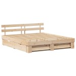 vidaXL Cadru de pat cu headboard Maro 200 x 200 cm Lemn masiv de pin vidaXL Cadru de pat cu headboard Maro 200 x 200 cm Lemn masiv de pin