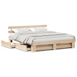 vidaXL Cadru de pat cu headboard Maro 200 x 200 cm Lemn masiv de pin vidaXL Cadru de pat cu headboard Maro 200 x 200 cm Lemn masiv de pin