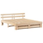 vidaXL Cadru de pat cu headboard Maro 200 x 200 cm Lemn masiv de pin vidaXL Cadru de pat cu headboard Maro 200 x 200 cm Lemn masiv de pin