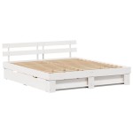 vidaXL Cadru de pat cu headboard Alb 200 x 200 cm Lemn masiv de pin vidaXL Cadru de pat cu headboard Alb 200 x 200 cm Lemn masiv de pin