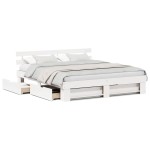 vidaXL Cadru de pat cu headboard Alb 200 x 200 cm Lemn masiv de pin vidaXL Cadru de pat cu headboard Alb 200 x 200 cm Lemn masiv de pin