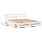 vidaXL Cadru de pat cu headboard Alb 200 x 200 cm Lemn masiv de pin vidaXL Cadru de pat cu headboard Alb 200 x 200 cm Lemn masiv de pin