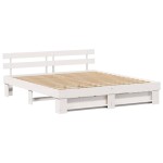 vidaXL Cadru de pat cu headboard Alb 200 x 200 cm Lemn masiv de pin vidaXL Cadru de pat cu headboard Alb 200 x 200 cm Lemn masiv de pin