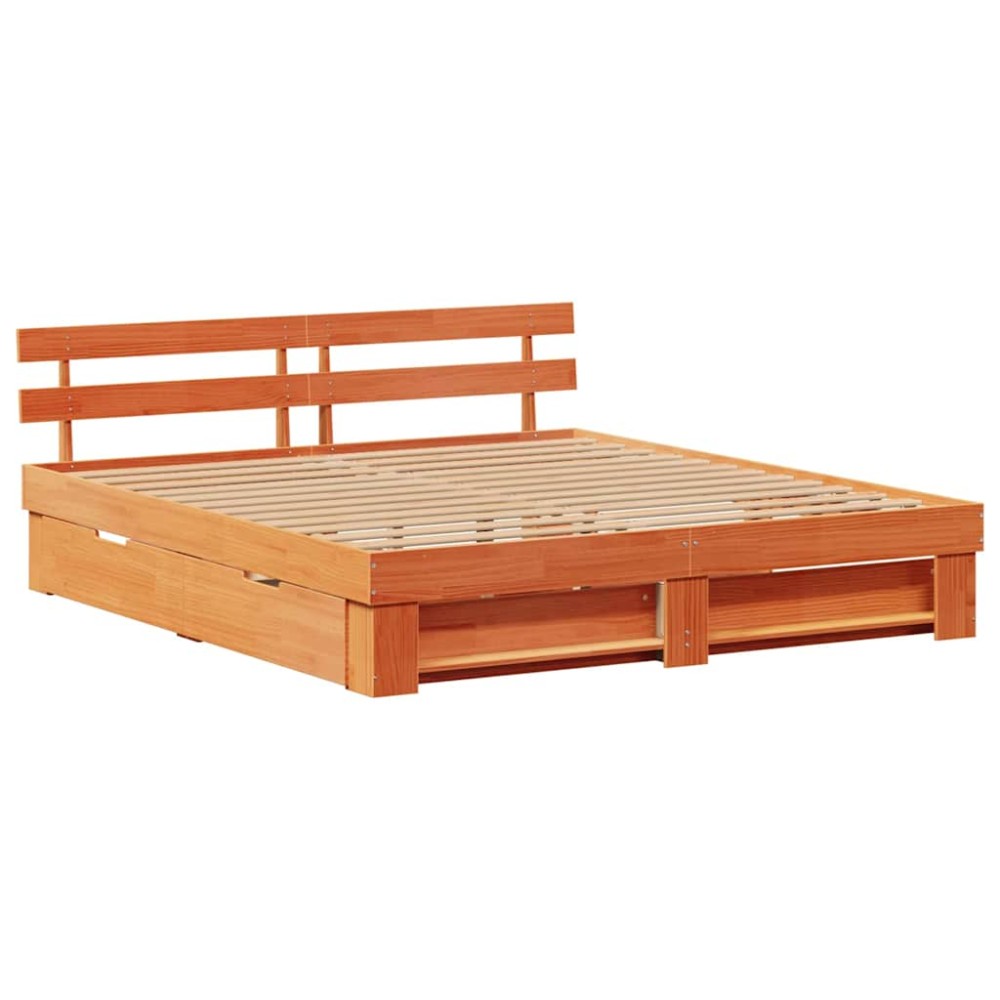 vidaXL Cadru de pat Maro ceruit 200 x 200 cm Lemn masiv de pin