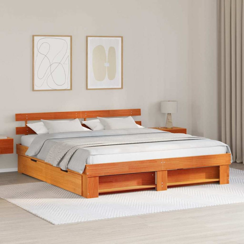 vidaXL Cadru de pat Maro ceruit 180 x 200 cm Lemn masiv de pin