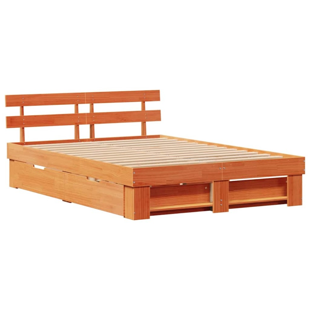 vidaXL Cadru de pat Maro ceruit 150 x 200 cm Lemn masiv de pin