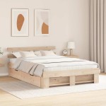 vidaXL Cadru de pat cu headboard Maro 140 x 200 cm Lemn masiv de pin