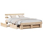 vidaXL Cadru de pat cu headboard Maro 140 x 200 cm Lemn masiv de pin