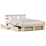 vidaXL Cadru de pat cu headboard Maro 140 x 200 cm Lemn masiv de pin