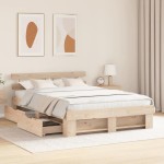 vidaXL Cadru de pat cu headboard Maro 140 x 200 cm Lemn masiv de pin