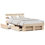 vidaXL Cadru de pat cu headboard Maro 120 x 200 cm Lemn de pin masiv