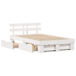 vidaXL Cadru de pat cu headboard Alb 120 x 200 cm Lemn masiv de pin