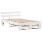 vidaXL Cadru de pat cu headboard Alb 120 x 200 cm Lemn masiv de pin
