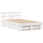 vidaXL Cadru de pat cu headboard Alb 140 x 190 cm Lemn masiv de pin vidaXL Cadru de pat cu headboard Alb 140 x 190 cm Lemn masiv de pin