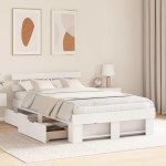 vidaXL Cadru de pat cu headboard Alb 140 x 190 cm Lemn masiv de pin vidaXL Cadru de pat cu headboard Alb 140 x 190 cm Lemn masiv de pin