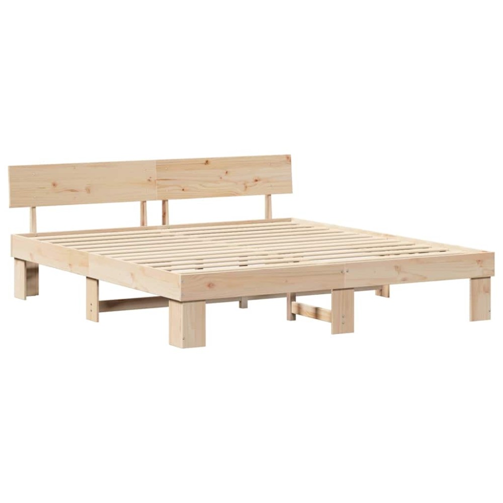 vidaXL Cadru de pat cu headboard Maro 200 x 200 cm Lemn masiv de pin