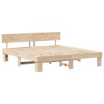 vidaXL Cadru de pat cu headboard Maro 200 x 200 cm Lemn masiv de pin vidaXL Cadru de pat cu headboard Maro 200 x 200 cm Lemn masiv de pin