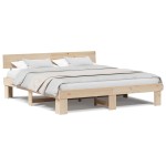 vidaXL Cadru de pat cu headboard Maro 200 x 200 cm Lemn masiv de pin vidaXL Cadru de pat cu headboard Maro 200 x 200 cm Lemn masiv de pin