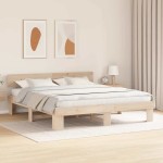 vidaXL Cadru de pat cu headboard Maro 200 x 200 cm Lemn masiv de pin vidaXL Cadru de pat cu headboard Maro 200 x 200 cm Lemn masiv de pin