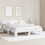 vidaXL Cadru de pat cu headboard Alb 200 x 200 cm Lemn masiv de pin vidaXL Cadru de pat cu headboard Alb 200 x 200 cm Lemn masiv de pin