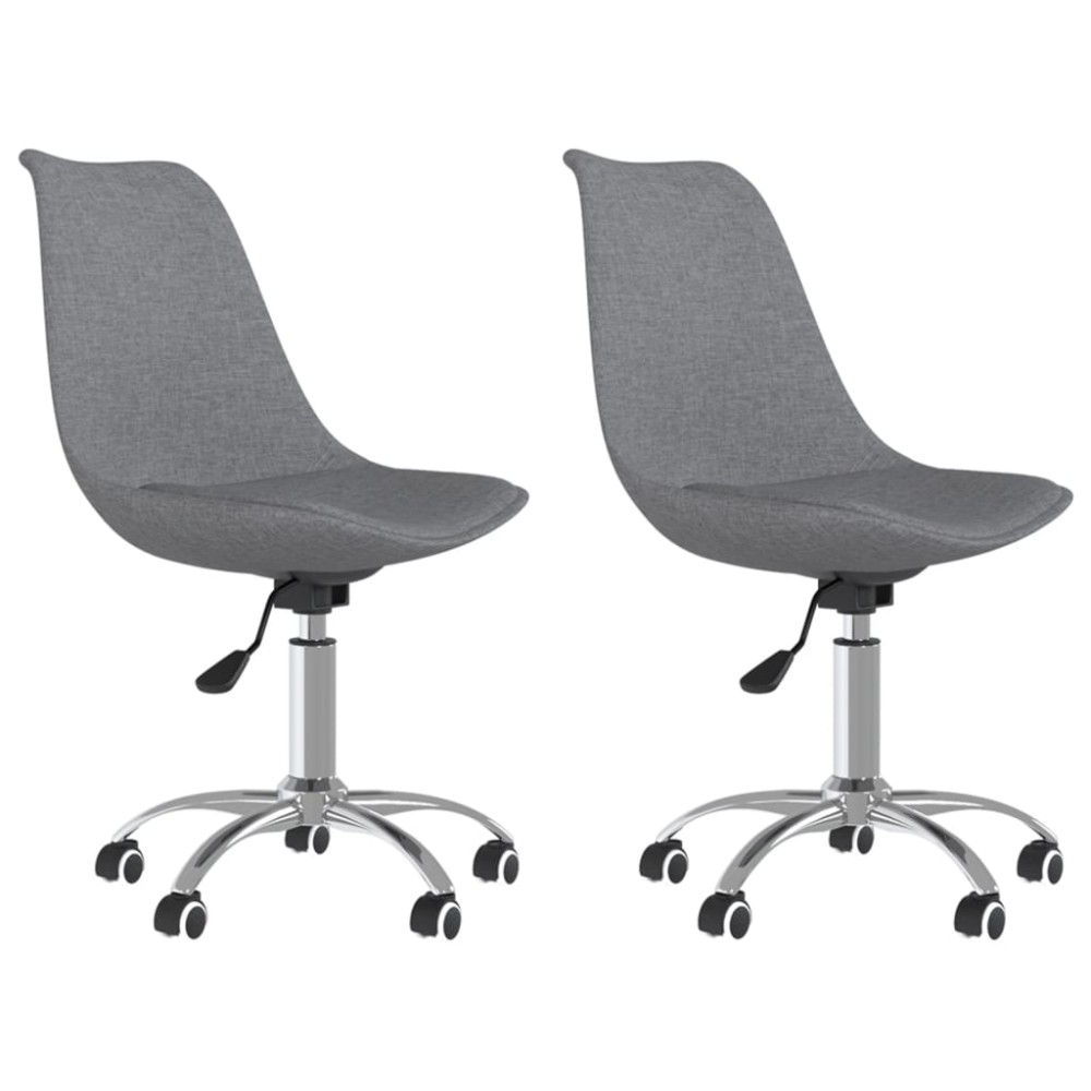 vidaXL Scaune de bucătărie pivotante, 2 buc., gri deschis, textil