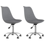 vidaXL Scaune de bucătărie pivotante, 2 buc., gri deschis, textil