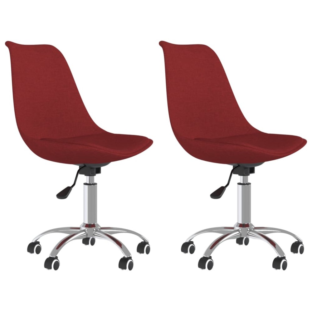 vidaXL Scaune de bucătărie pivotante, 2 buc., roșu vin, textil