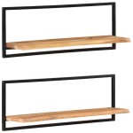 vidaXL Rafturi de perete 2 buc. 100x24x35 cm lemn masiv acacia/oțel vidaXL Rafturi de perete 2 buc. 100x24x35 cm lemn masiv acacia/oțel