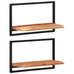 vidaXL Rafturi de perete 2 buc. 60x25x35 cm lemn masiv acacia/oțel vidaXL Rafturi de perete 2 buc. 60x25x35 cm lemn masiv acacia/oțel